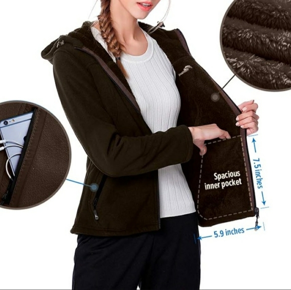 Outdoor Master Fleece Jacket With Hood & Multi-Pockets 100% Polyester - Picture 14 of 14